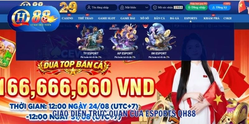 Giao diện trực quan của Esports QH88